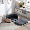 Mocamel Scandinavian style Elevated Dog Bed Pet Sofa With Solid Wood legs and Walnut Bent Wood Back, Velvet Cushion,Large Size - 3 of 4