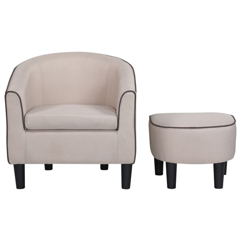 Modern Accent Armchair with Ottoman for Living Room, Bedroom, Apartment and More, Beige - ModernLuxe, 5 of 9
