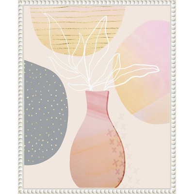 16"x20" White Framed Abstract Floral Canvas Wall Art