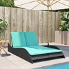 vidaXL Sun Lounger - Black Poly Rattan, Blue Cushions, Adjustable, Garden/Patio Outdoor Chaise daybed, 3-Position backrest, Removable Covers - 3 of 4