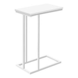 Monarch Specialties Accent Table C-Shaped End Side Snack Living Room Bedroom Metal Laminate White Contemporary Modern - 1 of 4