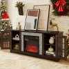 58" Fireplace TV Stand for 65 Inch TV, Modern Media Console with Glass Doors, Faux Stone & 18 Inch Electric Fireplace-3irtyhousy - 2 of 4