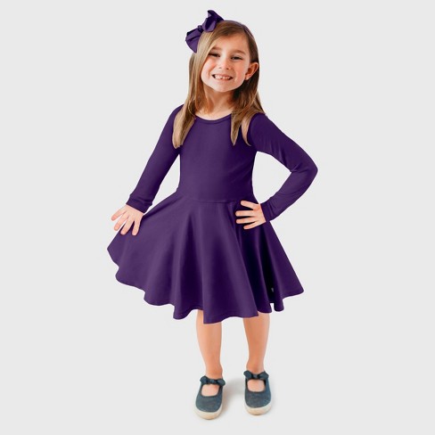 City Threads Girls Soft Jersey 100% Cotton Long Sleeve Skater Dress - USA-Made Twirly Dress for Toddlers/Kids - image 1 of 4