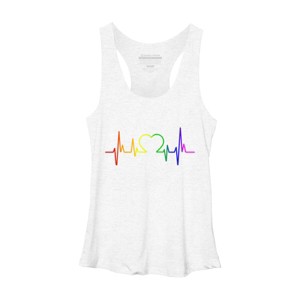 Adult Design By Humans Pride Heartbeat Rainbow By LuckyCharm99 Racerback Tank Top - 1 of 2