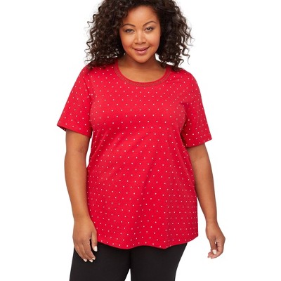 Catherines Women's Plus Size Suprema Embroidered Scoopneck Tee