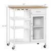 NicBex Mobile Kitchen Island Cart Morden Kitchen Carts on Wheels with Storage, 2-Tier Cabinet, 3 Open Shelves and Drawer for Kitchen - 2 of 4