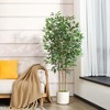 5-7FT Adjustable Ficus Tree Fake Plants Artificial Tree with Real-Wood Branches & White Planter  Indoor/Outdoor Floor Plant by DR.Planzen - 2 of 4