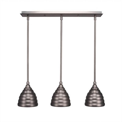 Toltec Lighting Any 3 - Light Chandelier in  Brushed Nickel with 6" Brushed Nickel Beehive Metal Shade Shade
