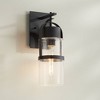Possini Euro Design Caramela 16" High Modern Wall Sconce Light Lamp Fixture Mount Bathroom Bedroom Bedside Hardwired Cordless Black Glass Shade - 2 of 4
