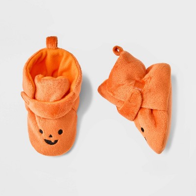 Baby Pumpkin Wrap Bootie Slippers - Cat & Jack™ Orange 3-6M