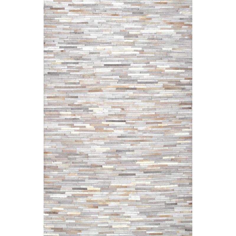 nuLOOM Hand Woven Clarity Patchwork Cowhide Area Rug, 1 of 9