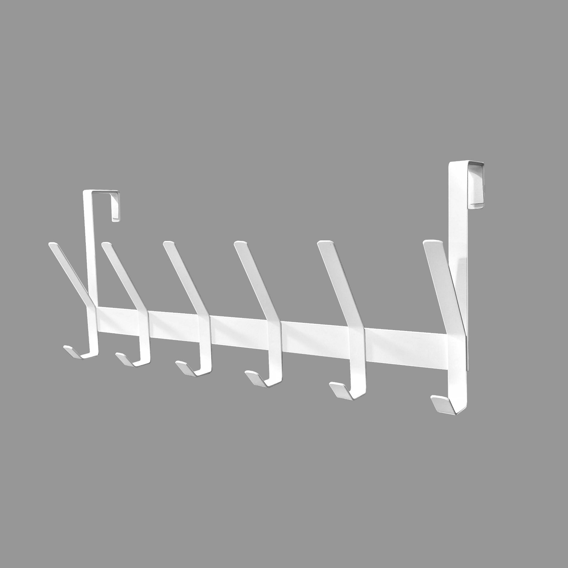 Heavy Duty Over The Door 6 Hooks Rail Matte White - Brightroom™: Steel Door Hanger Rack, Powder-Coated Finish, No Assembly