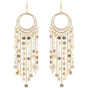 Bohemian Boho Tassel Dangle Drop Earrings for Women – Lightweight Filigree Gypsy Coin Chandelier Disc Charm Hoops – Included Gift Box - 1 of 4
