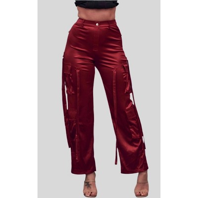 Women's Satin Cargo Wide Leg Pant - WFFS