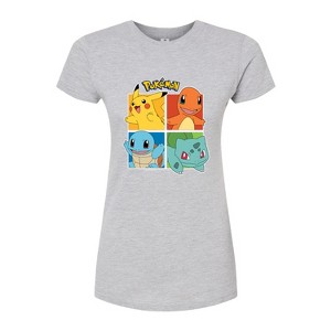 Women's - Pokémon - Starter Pokémon Character Grid Fitted Graphic T-Shirt - 1 of 3