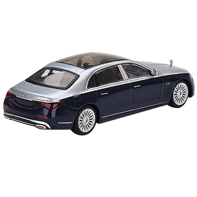 Mercedes-Maybach S 680 Cirrus Silver and Nautical Blue Metallic Limited Edition to 3600 pcs 1/64 Diecast Model Car by True Scale Miniatures, 3 of 5