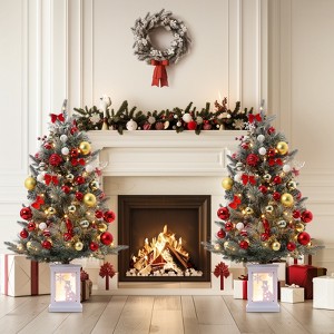 3ft Prelit Artificial Christmas Tree with 78 Warm Lights,Red Berries & Snowman Light Box Base,Xmas Tree for Christmas Decoration Home/Office - 1 of 4