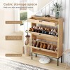 Brafabhome Shoe Cabinets with 2 Flip Oval Drawers, Slim Entryway Upgraded Large Shoe Organizer with Rattan Doors for Sneakers and Slippers | 16 Pairs - 3 of 4