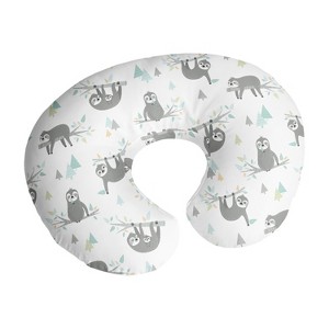 Sweet Jojo Designs Gender Neutral Support Nursing Pillow Cover (Pillow Not Included) Sloth Blue Grey and White - 1 of 4