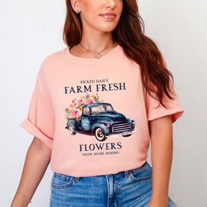 Simply Sage Market Farm Fresh Flowers Truck Garment Dyed Tee - 1 of 4