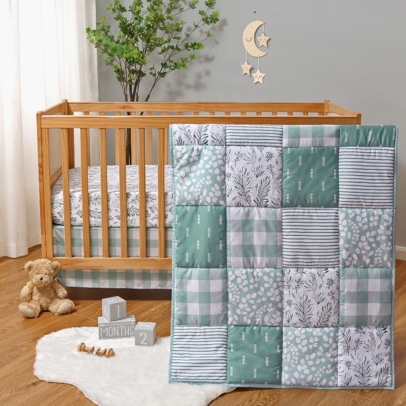 The Peanutshell Nursery Crib Bedding Set for Baby Girls and Boys, Sage, 3 Pieces - Green, 1 of 8