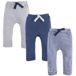 Touched by Nature Baby and Toddler Boy Organic Cotton Pants 3pk, Blue Cream