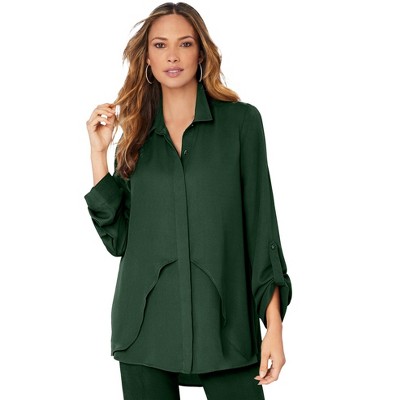 Roaman's Women's Plus Size Georgette Overlay Big Shirt