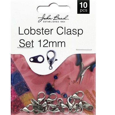John Bead Must Have Findings Metal Antique Silver 12mm Lobster Clasps for Jewelry Making Findings, 10 Pieces