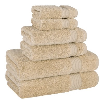 Beige Turkish Cotton 6-Piece Luxury Bath Towel Set