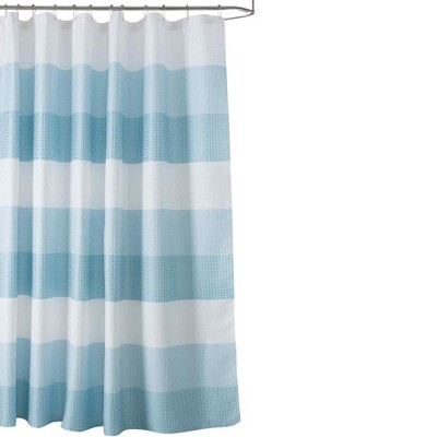 Olivia Gray Glamor Fade-resistant Striped Waffle Jacquard Shower Curtain 70 x 72 with 12 Reinforced Stitched Buttonholes - Lightweight & Durable Polyester Waffle Shower Curtain