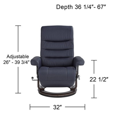 Midnight Blue Faux Leather Swivel Recliner with Adjustable Headrest