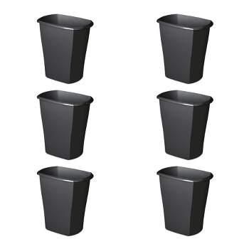 Sterilite 10539006 10 Gallon Kitchen Ultra Plastic Wastebasket Storage Trash Bin Can Container, Black (6 Pack)