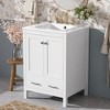 FAMYYT 24 in. Single Sink Freestanding White Bath Vanity with White Ceramic Top, Divider Drawer, Door Racks - 2 of 4