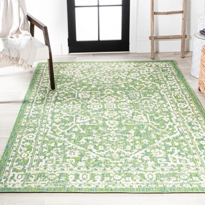 Bohemian Medallion Cream/Green Synthetic 4' x 6' Area Rug