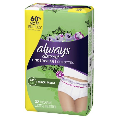 Always Discreet Incontinence Underwear, Maximum Absorbency, Small ...