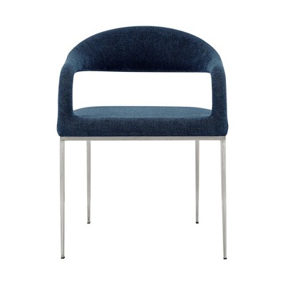 Morgan Light Blue Faux Leather Upholstered Side Chair with Metal Legs