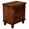 Benzara 26" Handcrafted Nightstand 2 Drawers Antique Style Gold Knobs Cherry Brown Wood Brown - 2 of 4
