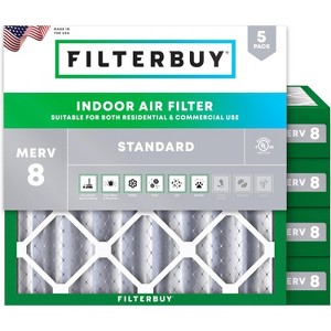 Filterbuy 19x19x4 Air Filter (5-Pack), Pleated MERV 8 Dust Defense Replacement HVAC AC Furnace Filters (Actual Size: 19.00 x 19.00 x 3.63) - 1 of 4