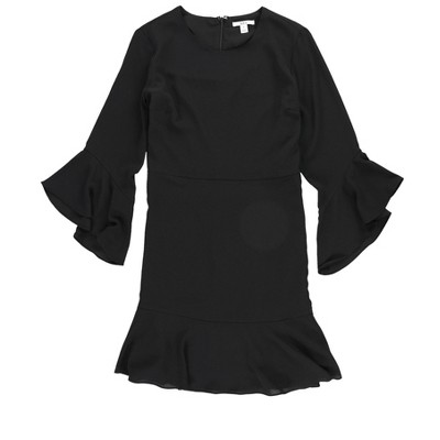 bar III Womens Solid Ruffled Dress, Black, 10