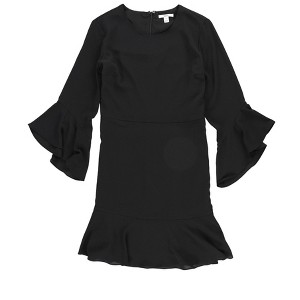 bar III Womens Solid Ruffled Dress, Black, 10 - 1 of 2