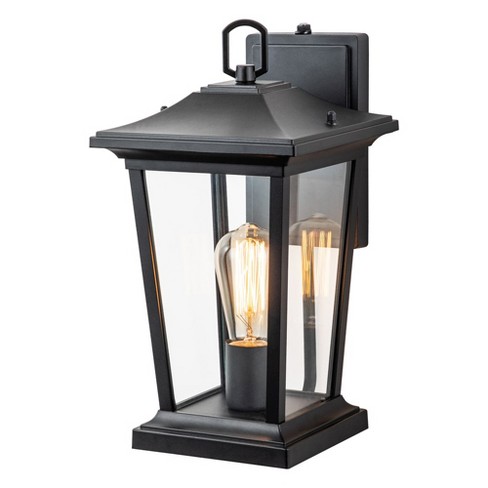 C Cattleya 1-Light Matte Black Dusk to Dawn Outdoor Wall Light with Clear Tempered Glass - image 1 of 4