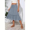 2025 Trendy High Waist Tiered Flowy Skirt for Women - Below Knee with Pockets A-06 Light Blue - 4 of 4