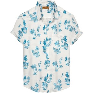 HAPPY BAY Men's Short Sleeve Button Down Hawaiian Collar Shirts Aloha Camp Beach Vacation Shirts for Men Casual Camp Summer Untuckit Shirt - 1 of 4