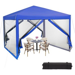 10x10ft Easy Pop-Up Canopy, Outdoor Screen Tent with Mosquito Netting, 2 Zipper Doors, and Roller Bag for Yard Camping Picnic Party Events - 1 of 4