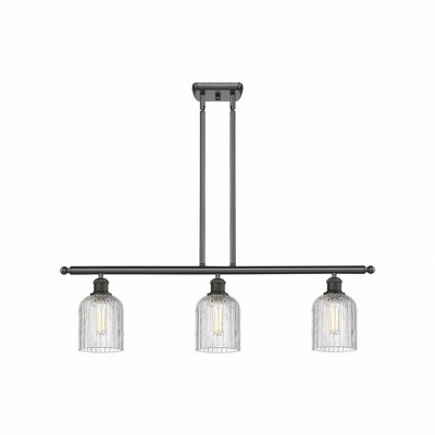 Bridal Veil - 3 Light Stem Hung Island In Art Deco Style-9.5 Inches Tall and 36 Inches Wide