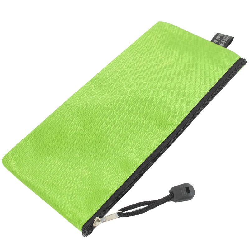 Unique Bargains PVC Canvas Hex Pattern Zipper Closure Paper Pen Bag Holder 9.1" x 4.5" Green 1Pc, 1 of 6