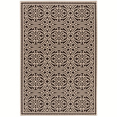 Cream and Brown Geometric Flat Woven 4' x 6' Area Rug