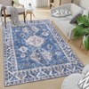 Floral Print Indoor Thin Rug, Non Slip Washable Low Pile Carpet Mat with Stain Resistant - 2 of 4