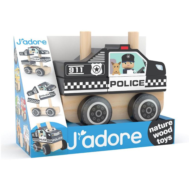J’adore Police Car Wooden Stacking Toy, 3 of 4