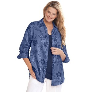 Woman Within Soft Sueded Moleskin Shirt - 1 of 4
